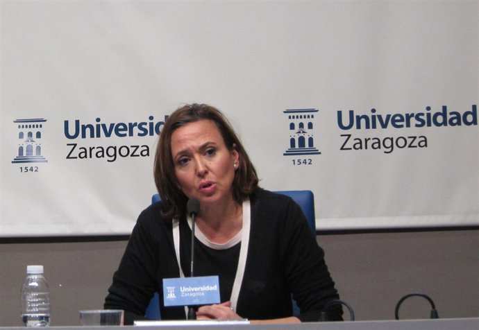 La consejera aragonesa Mayte Pérez, esta tarde en rueda de prensa