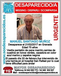 Buscan a un anciano de 75 años desaparecido en Granada tras someterse a una operación