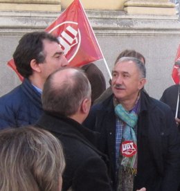 Pepe Álvarez en la concentración sindical                     
