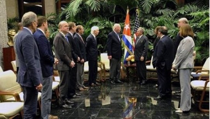 Raúl Castro con congresistas de Estados Unidos