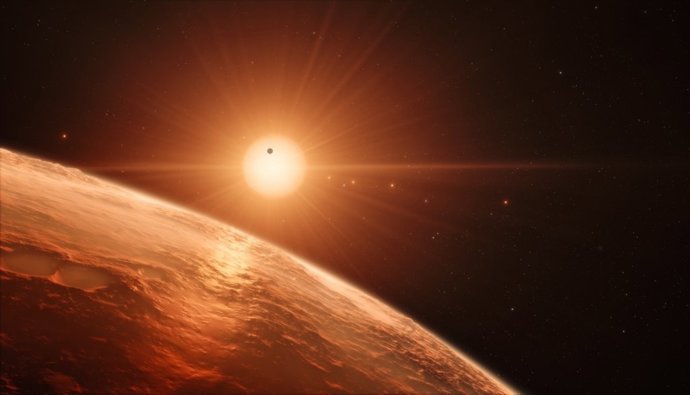 Il·lustració del sistema planetari de TRAPPIST-1
