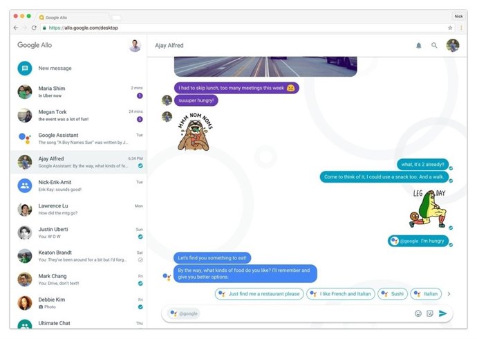Versión en desarrollo de la 'app'  para ordenadores de Allo, de Google