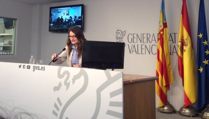 Oltra en la rueda de prensa del Consell