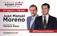 Juan Manuel Moreno y Mariano Rajoy participan este lunes 27 de febrero en los Desayunos Informativos de Europa Press