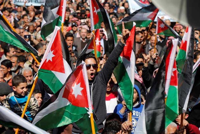 Manifestantes en Aman, Jordania 