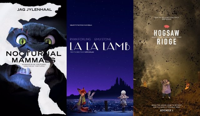 Zootrópolis parodia los carteles de las mejores películas de los Oscar