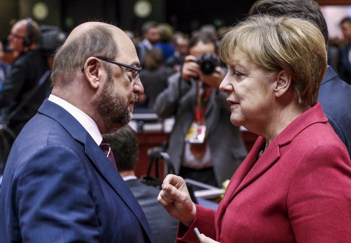 Martin Schulz y Angela Merkel 