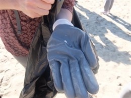 Muestra de microplástico en la playa de Torà