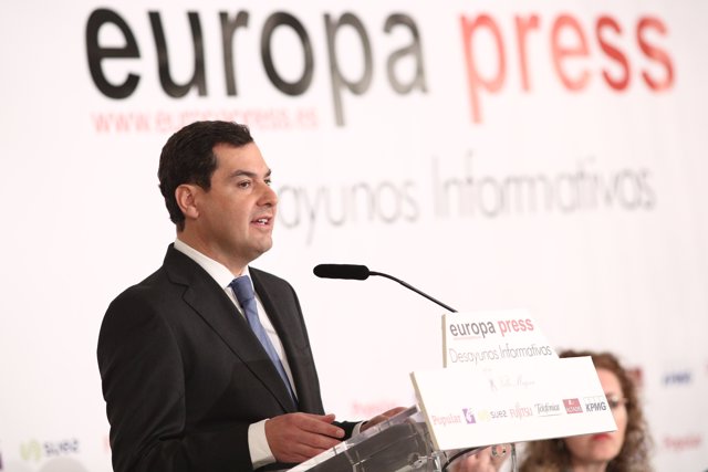 Juan Manuel Moreno en els Esmorzars d'Europa  Press