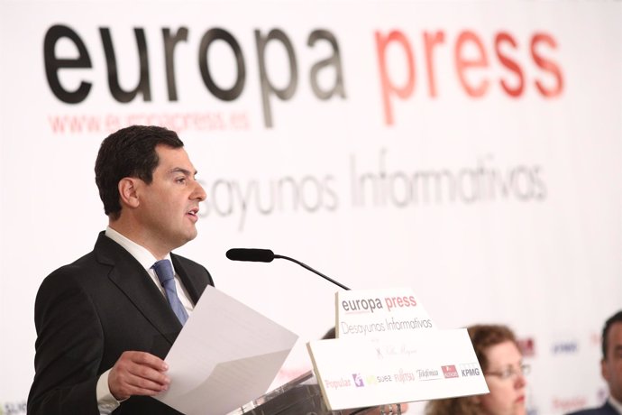 Juan Manuel Moreno en los Desayunos de Europa Press