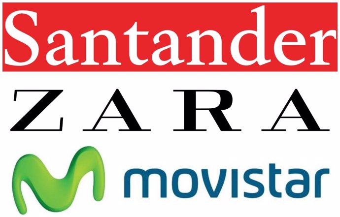 Santander, Zara y Movistar