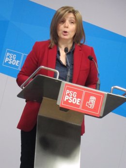 La presidenta de la gestora del PSdeG, Pilar Cancela, en la rueda de prensa
