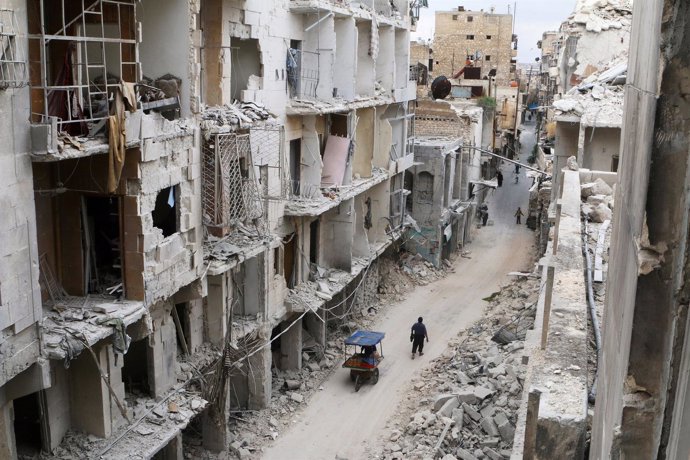 Edificios destruidos en la Ciudad Vieja de Alepo