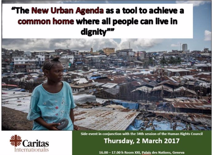 Programa de un evento de Cáritas sobre la Nueva Agenda Urbana en Ginebra