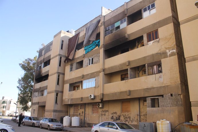Edificios dañados en Trípoli 