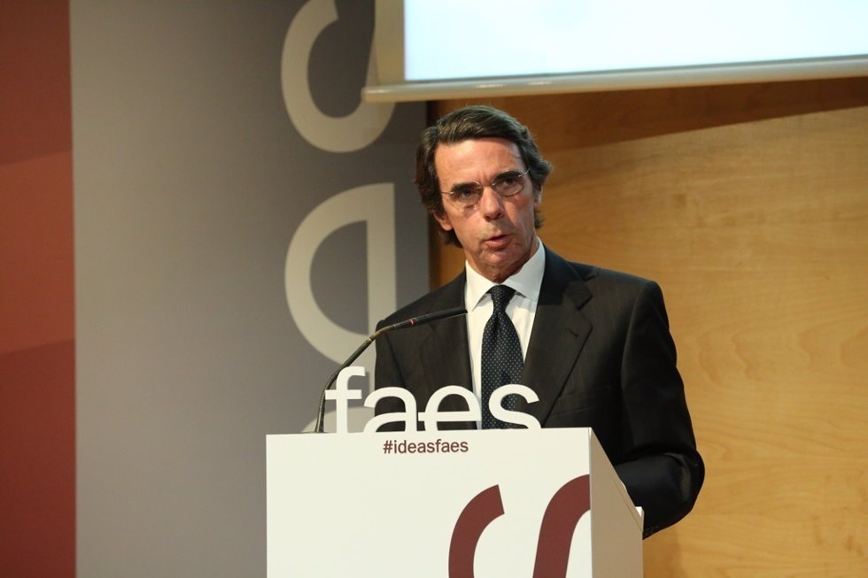 José María Aznar interviene en un acto de la Fundación FAES