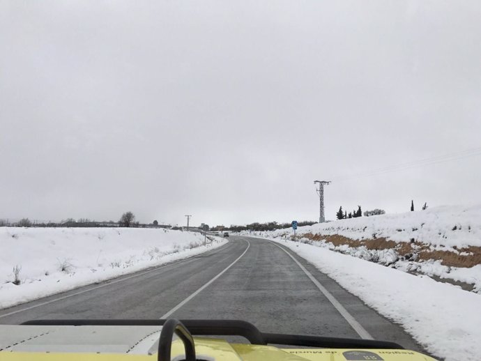 Nieve, carretera, temporal, frío