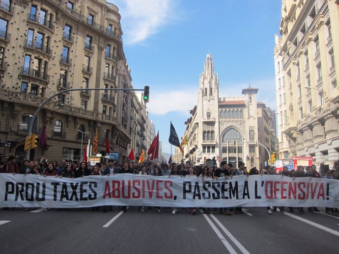 Manifestació d'estudiants universitaris a Barcelona