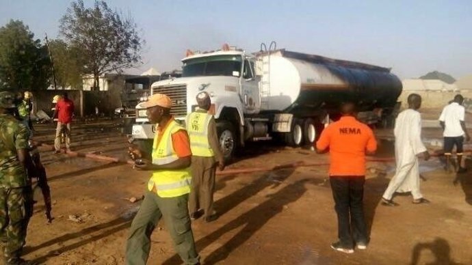 Lugar del triple atentado suicida en Maiduguri