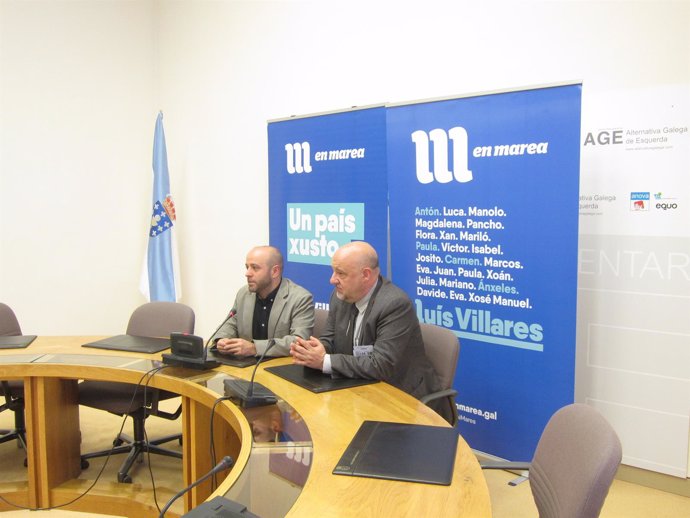 El portavoz parlamentario de En Marea, Luís Villares, en rueda de prensa