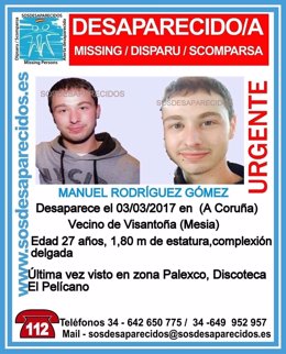 Joven desaparecido en La Coruña