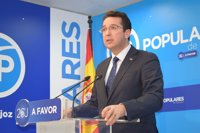 El PP de Extremadura remarca que "no hay ninguna causa" para una posible moción de censura en Badajoz