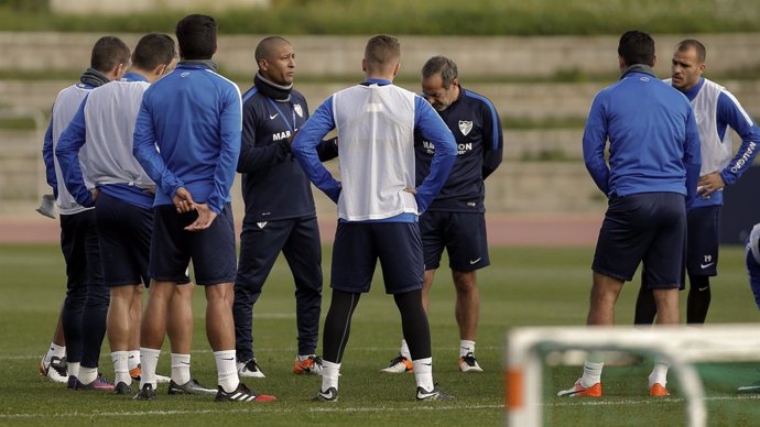 Marcelo 'Gato' Romero entrenando al Málaga