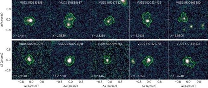 Las diez galaxias análogas a las galaxias primigenias halladas en el estudio