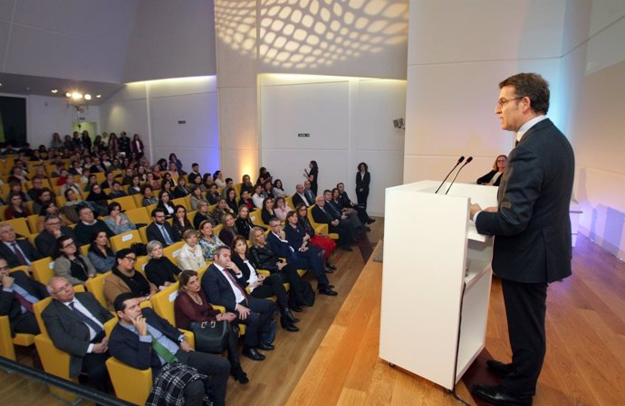 El presidente de la Xunta, Alberto Núñez Feijóo, en una jornada en Santiago.