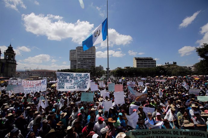 Marcha campesina en Ciudad de Guatemala