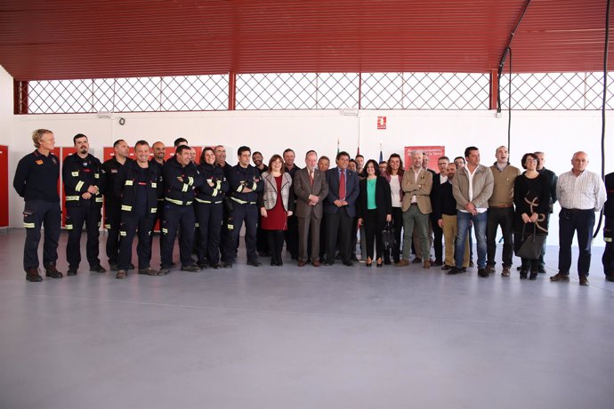 Villalobos en el parque de bomberos de Cazalla.