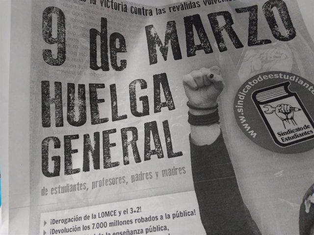 Cartel huelga general de educación 9 de marzo