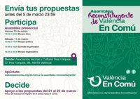 València en Comú celebra una asamblea reconstituyente junto a Ahora Madrid y Barcelona en Comú