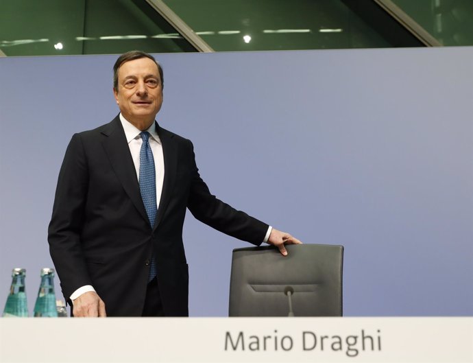 European Central Bank (ECB) President Mario Draghi arrives for a news conference