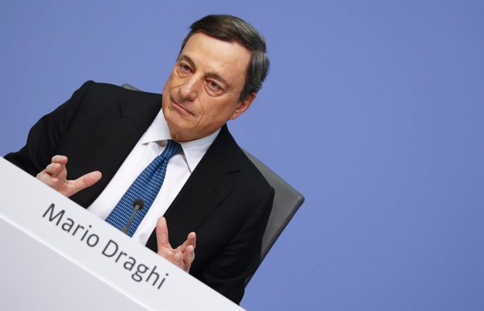 European Central Bank (ECB) President Mario Draghi addresses a news conference a