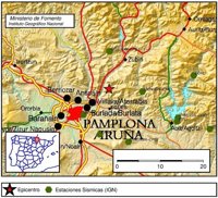 Réplica de magnitud 2,5 del terremoto sentido esta mañana en Pamplona