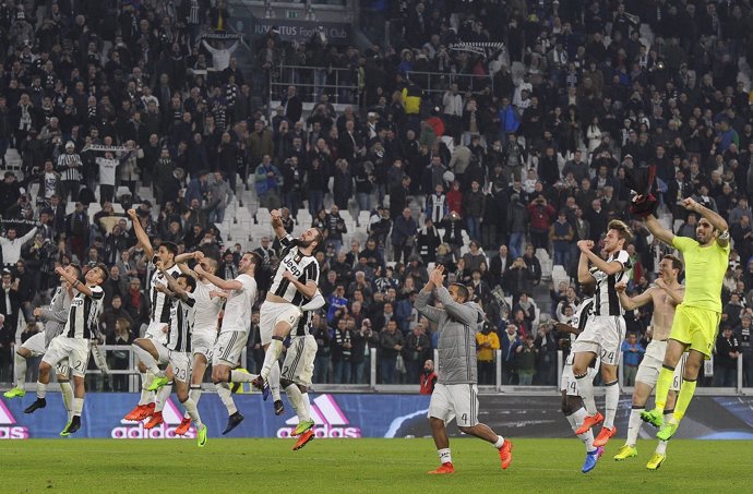 La Juventus celebra la victoria en un partido de la Serie A