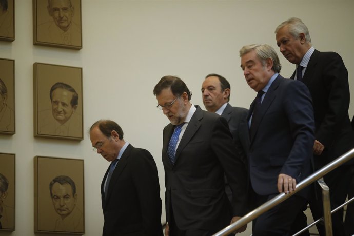 Rajoy con Pío García Escudero y José Manuel Barreiro en el Senado