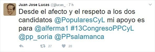 Tuit de Juan José Lucas