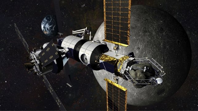 Concepto de hábitat cercano a la Luna