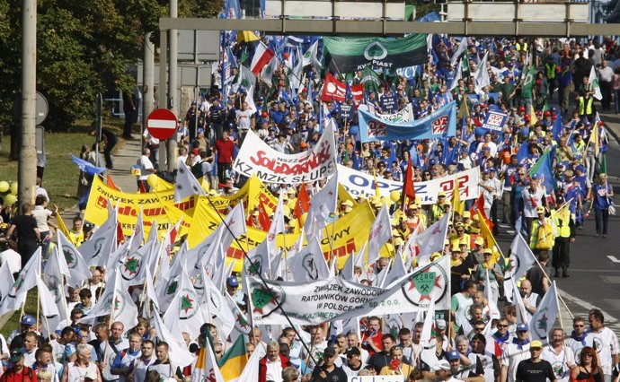 Manifestación Sindicalista En Polonia