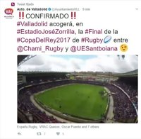 Zorrilla de Valladolid volverá a acoger la final de la Copa del Rey de Rugby