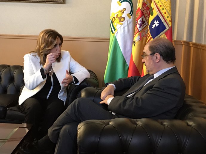 La presidenta andaluza, Susana Díaz, y su homólogo araonés, Javier Lambán.
