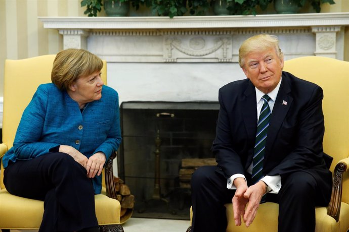Trump en su reunión con Merkel en la Casa Blanca
