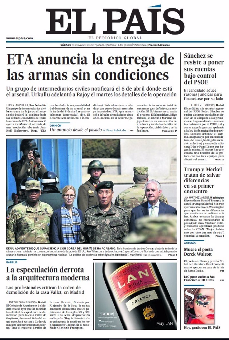 Las Portadas De Los Periódicos De Hoy Sábado 18 De Marzo De 2017