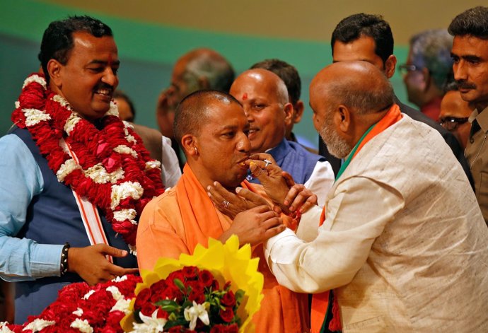 El líder del BJP en Uttar Pradesh, Yogi Adityanath