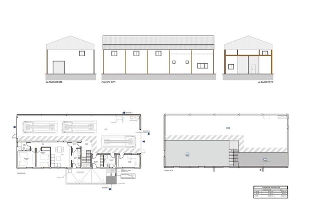 Plano del proyecto de reforma de la nave para el retén de bomberos de Gérgal.