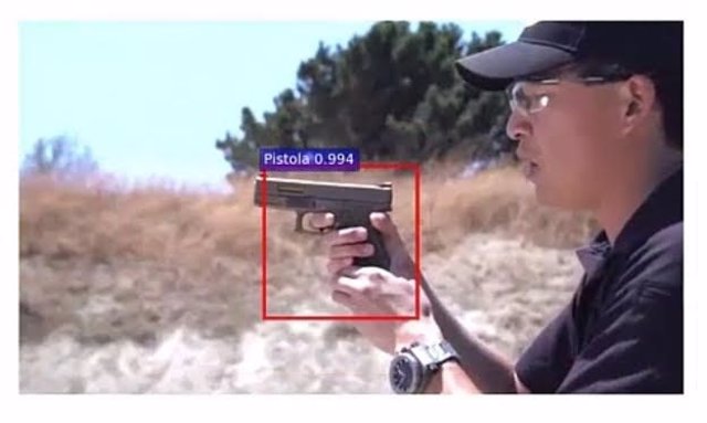 Muestra que señala la pistola en el video, según el modelo de la UGR