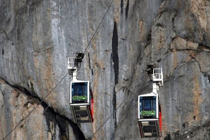 Teleférico Fuente Dé. Telecabinas teleférico. Liébana. Picos de Europa. Turismo.