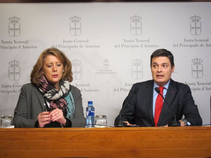 El diputado del PP Pedro de Rueda y la concejala del PP d Oviedo María Ablanedo 